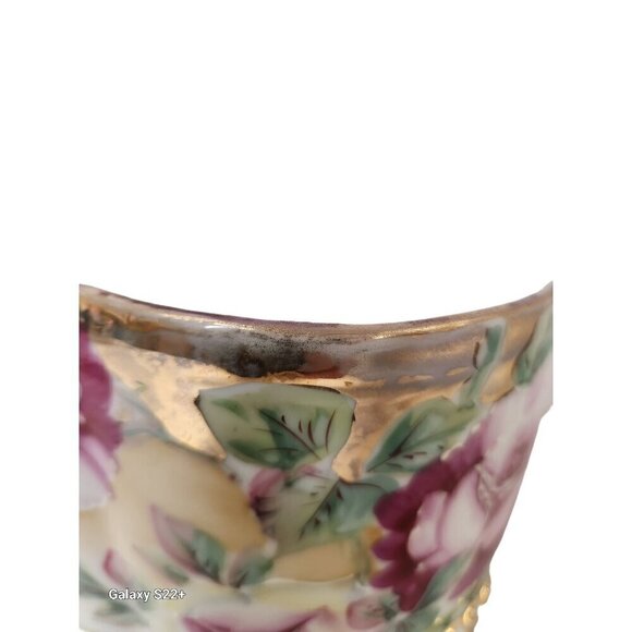 Antique Hand Painted Roses Porcelain Jardiniere Planter - Picture 10 of 16